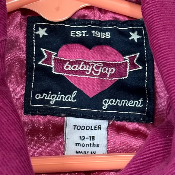 Vintage Baby gap jacket 12-18 months hot pink with floral pattern collared - Picture 5 of 9